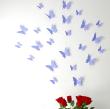 Pack of 12x 3D butterflies wall decals lavander - ambiance-sticker.com