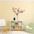 Flowers wall decals - Tree in blossom, cat and butterflies wall decal - ambiance-sticker.com