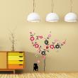 Flowers wall decals - Tree in blossom, cat and butterflies wall decal - ambiance-sticker.com