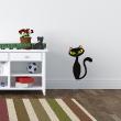 Animals wall decals - black cat with green eyes Wall decal - ambiance-sticker.com