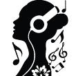 Wall decals music - Wall decal Girl with headphones - ambiance-sticker.com