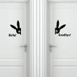 Wall decals for doors - Wall decal door Bunny greeting - ambiance-sticker.com