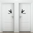 Wall decals for doors - Wall decal door Bunny greeting - ambiance-sticker.com