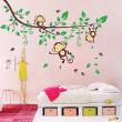 Animals wall decals - Monkeys on flowering tree wall decal - ambiance-sticker.com