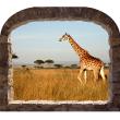 Wall decals landscape - Wall decal landscape with a giraffe - ambiance-sticker.com