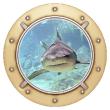 Wall decals landscape - Wall decal The shark in porthole - ambiance-sticker.com