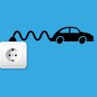 Car with an electric cable plug sticker - ambiance-sticker.com