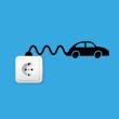 Car with an electric cable plug sticker - ambiance-sticker.com