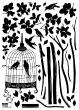 Tree and birds in a cage sticker - ambiance-sticker.com