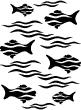 Wall decal Fish and waves - ambiance-sticker.com