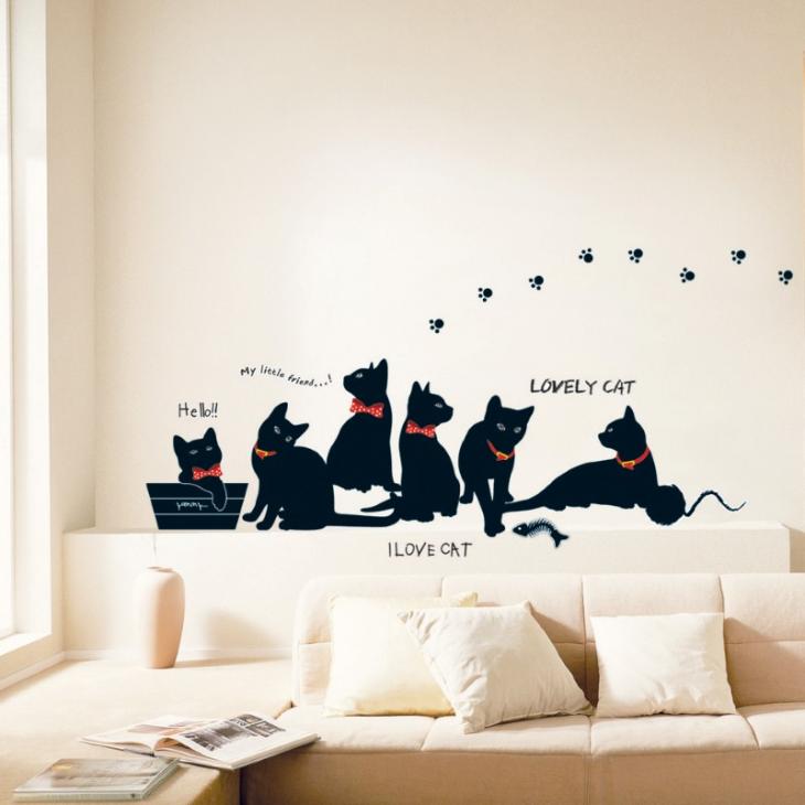 Black cats wall decals - ambiance-sticker.com