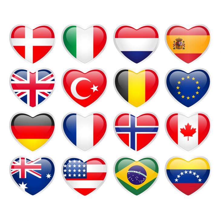 Car Stickers and Decals - Sticker Kit of heart flags - ambiance-sticker.com