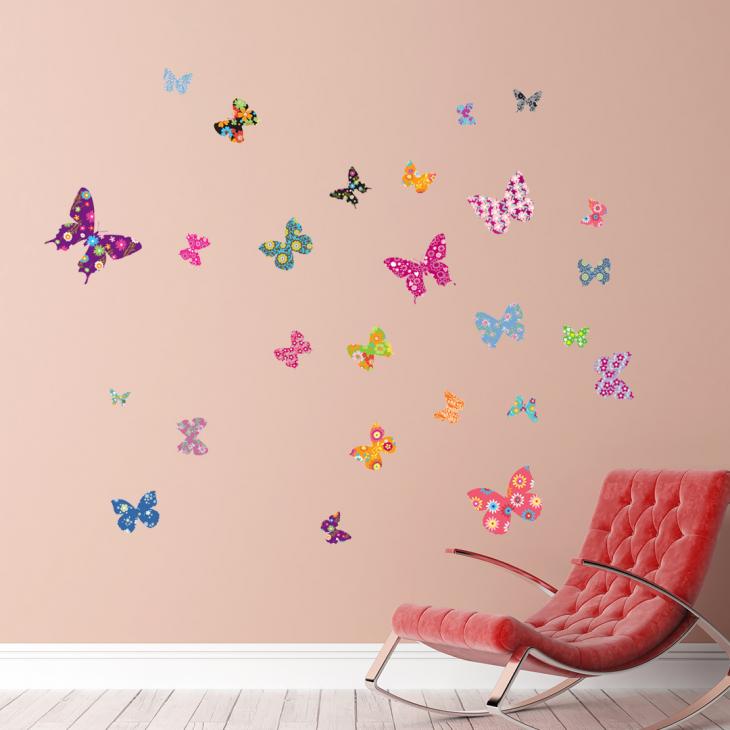 Wall decals for kids - Exotic butterflies sticker 2 - ambiance-sticker.com