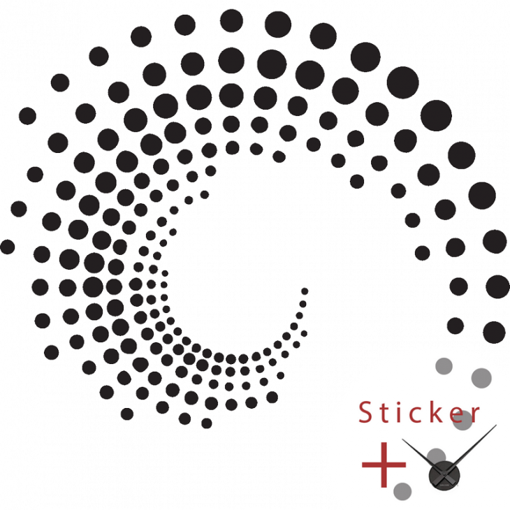 Clock Wall decal spiral dotted - ambiance-sticker.com
