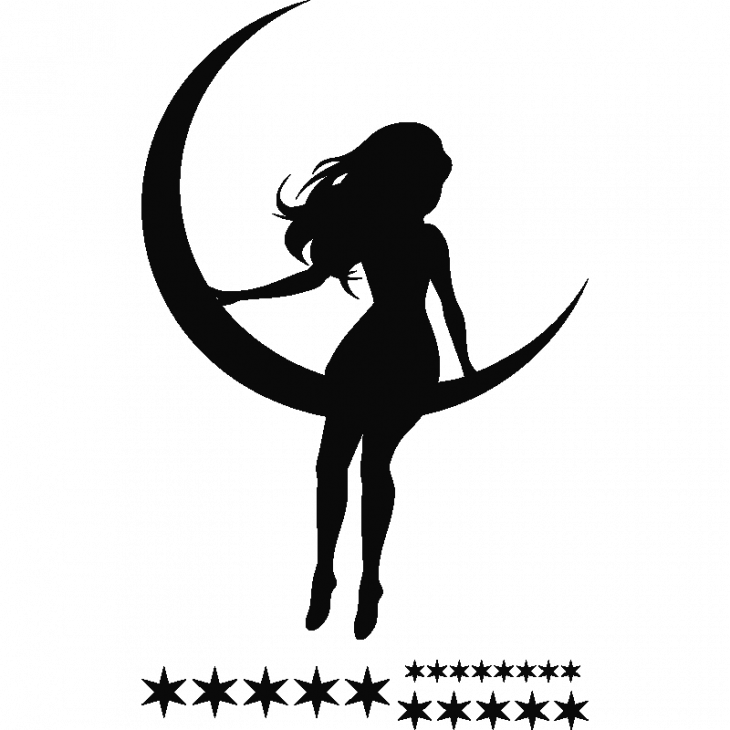 Bedroom wall decals - Wall decal little girl on the moon - ambiance-sticker.com