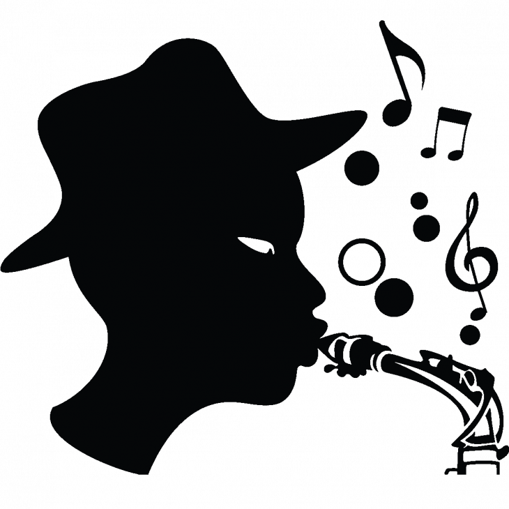 Wall decals music - Wall decal Profile of saxophonist - ambiance-sticker.com
