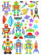 Sticker robots jouets multicolores - Stickers muraux enfants - ambiance-sticker.com