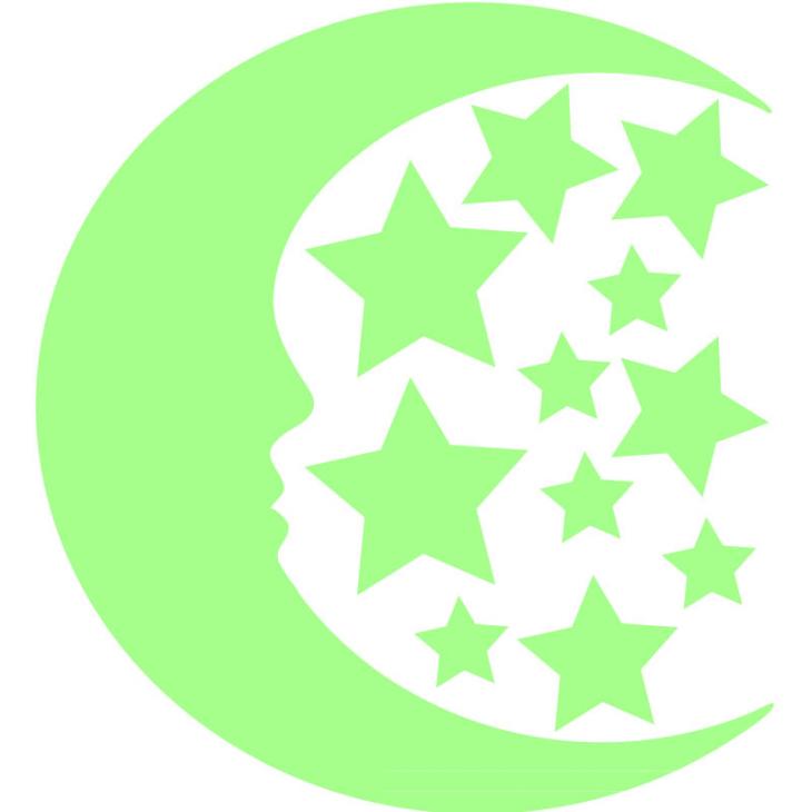 Muurstickers fosforescerend - Muursticker maan en sterren 2 - ambiance-sticker.com